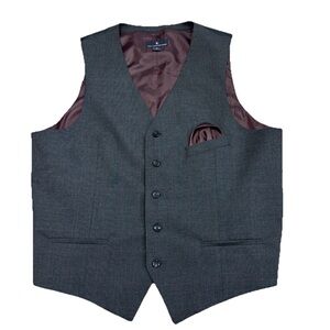 Hart Schaffner Marx Mens Polyester Blend Vest, Charcoal Color, Size Xl